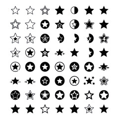 Collection of Star Icons - Diverse Designs for Creative Projects.