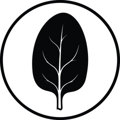 Silhouette Spinach Leaf within a Circular Frame Healthy Food Symbol Vector Illustration
