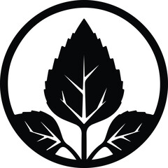 Silhouette stylized botanical triple leaves organic plant minimal logo Vector Illustration