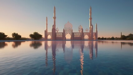 Panoramic sunset view of the architectural skyline and skyscrapers reflecting over the river in the urban cityscape of Shanghai China
