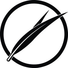 Silhouette Stylized Minimalist Eco Leaf Logo Design in Circle Frame Vector Illustration