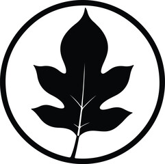 Silhouette stylized organic fig leaf in circular frame modern icon Vector Illustration