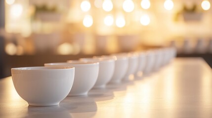 White bowls on table transparent background