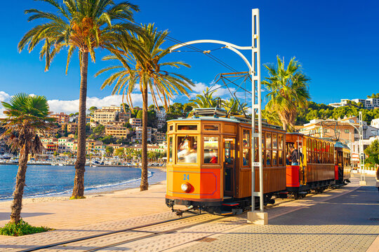 Beautiful harbour of Port de Soller, Mallorca, Balearic Islands, Spain