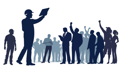  Crowd Silhouette – Group of People, Workers, Audience, Teamwork and Corporate Concept on White Background