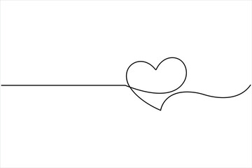 Heart and love sign continuous one line art drawing. Heart romantic symbol in simple linear style vector illustration