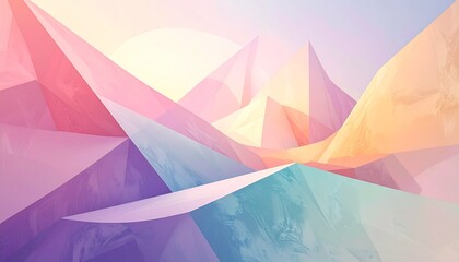 Abstract geometric landscape with soft pastel colors and a sense of depth and movement.