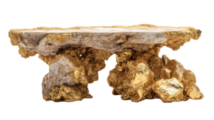 natural gold nugget formation embedded in rough quartz stone mineral specimen detailed texture isolated on white background