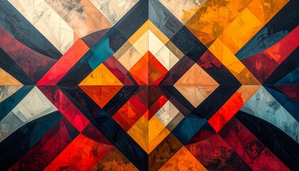 Abstract geometric pattern with vibrant colors and symmetrical design, creating a modern and dynamic visual effect.