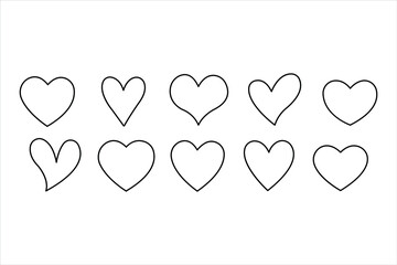 Heart set love symbol continuous one line drawing heart shape minimalist illustration
