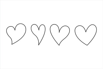 Heart set love symbol continuous one line drawing heart shape minimalist illustration
