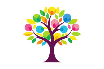 abstract tree with colorful leaves