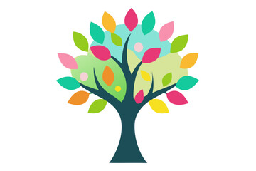 abstract tree with colorful leaves