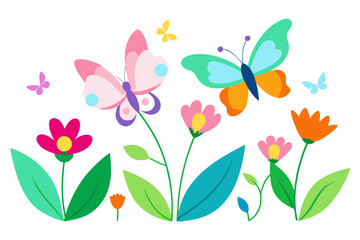 set of colorful tulips