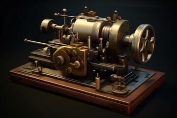 Fototapeta premium Steampunk industrial machine made of brass and metal alloys