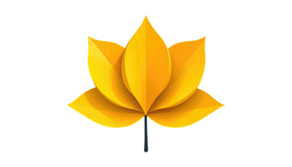 Digitally rendered yellow lotus flower on a black background. The stylized plant has layered petals and a dark stem