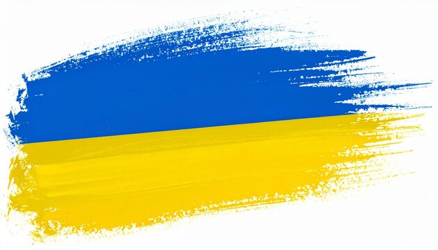 Artistic Ukraine Flag with Blue and Yellow Textured Oil Paint Brush Strokes