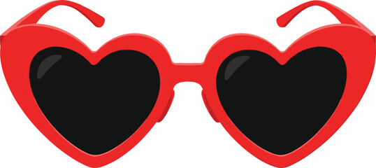 Red heart shaped sunglasses vector illustration isolated on white background for love, fashion, summer and valentines designs