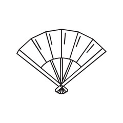 Traditional Japanese Folding Fan Sensu Line Art Illustration