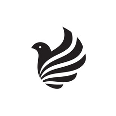 Obraz premium Stylized black silhouette of a bird with flowing wing lines set against a white background
