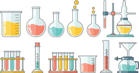 Assorted Laboratory Glassware and Equipment Used in Scientific Experiments