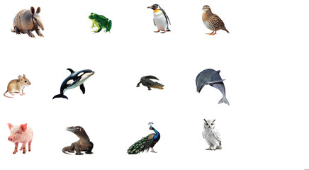 Obraz premium Collection of isolated black vector bird silhouettes featuring flying seagulls, pigeons, and sparrows for nature and wildlife design