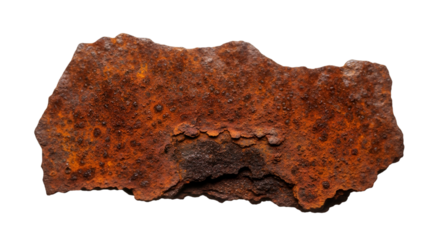 Rusty Metal Fragment with Textured Surface on Black Background