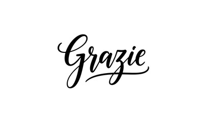 Elegant Grazie Calligraphy on White Background, conveying gratitude and appreciation