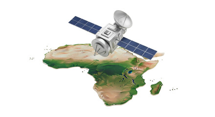 Satellite Orbiting Above Africa Continent Map space