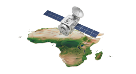 Satellite Orbiting Above Africa Continent Map space