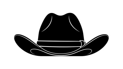 Classic Cowboy Hat Silhouette on Isolated White Background