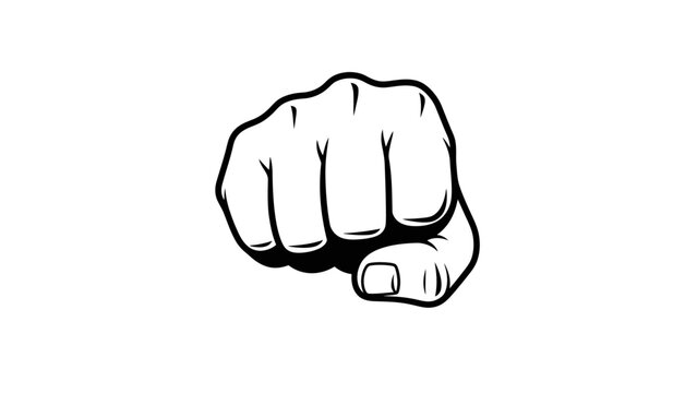Clenched human fist pointing directly at the viewer, a symbol of direct confrontation or determination, isolated white background