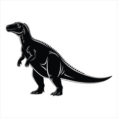 Fototapeta premium Silhouette of an Iguanodon dinosaur standing on two legs on white