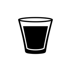 Simple Black and White Illustration of a Glass with Liquid.