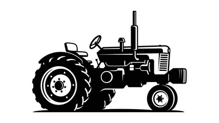 Vintage Farm Tractor Vehicle on Isolated White Background