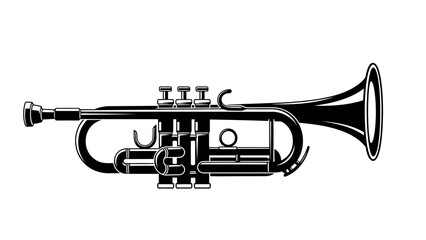 Obraz premium Classic Trumpet Musical Instrument on Isolated White Background