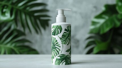 Tropical leaf pattern soap dispenser