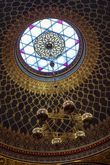 Low angle image of the dome of the Spanish Synagogue temple of Prague, Czech Republic