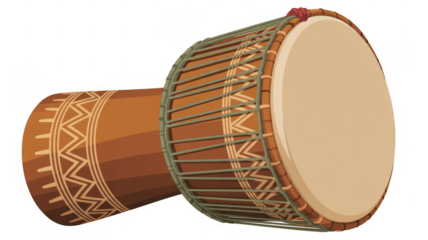 Of a traditional Indian drum with a brown and beige isolated on a transparent background