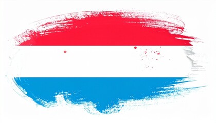 Artistic Luxembourg Flag with Red White and Sky Blue Paint Brush Strokes - Grand Duchy National Symbol