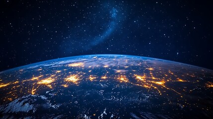 Illuminated earth from space