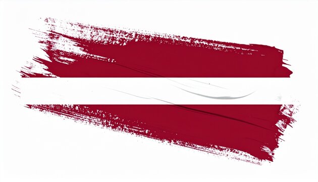 Artistic Latvia Flag with Carmine Red and White Paint Brush Strokes - Latvian National Symbol