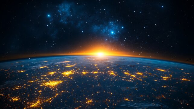 Illuminated earth at night - Powered by Adobe