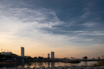 Blue sky color with clouds background photo