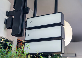 Sign and copyspace inside a restaurant, store, office