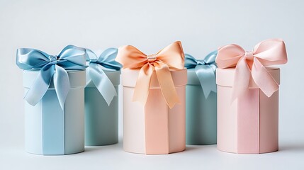 Elegant gift boxes with ribbons
