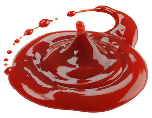 Red liquid splash ketchup sauce isolated on a transparent background