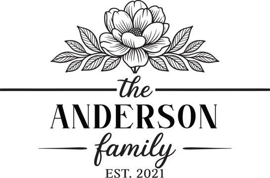 Family name monogram svg, family Monogram letter, Monogram alphabet, Split monogram floral frame, decorative letters, Custom Editable Family name SVG