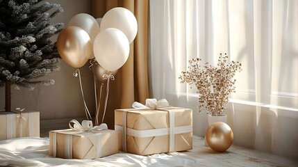 Celebratory gifts and balloons