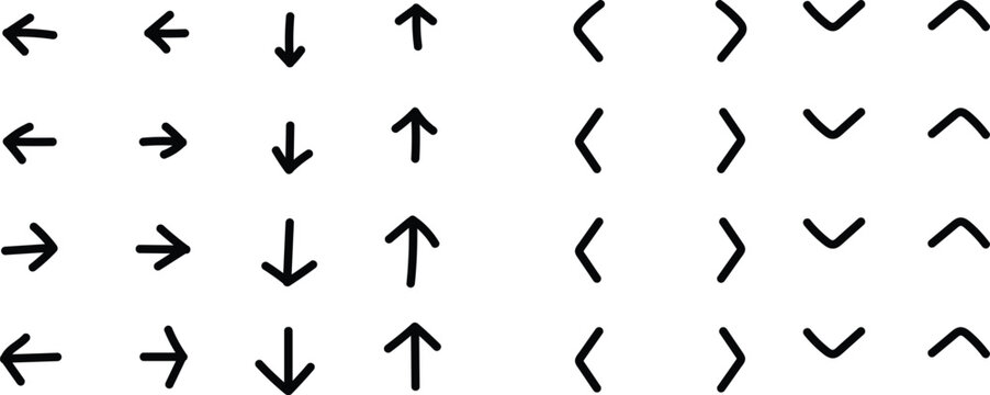 Hand drawn arrows and direction symbols in various styles for user interface design Vector
